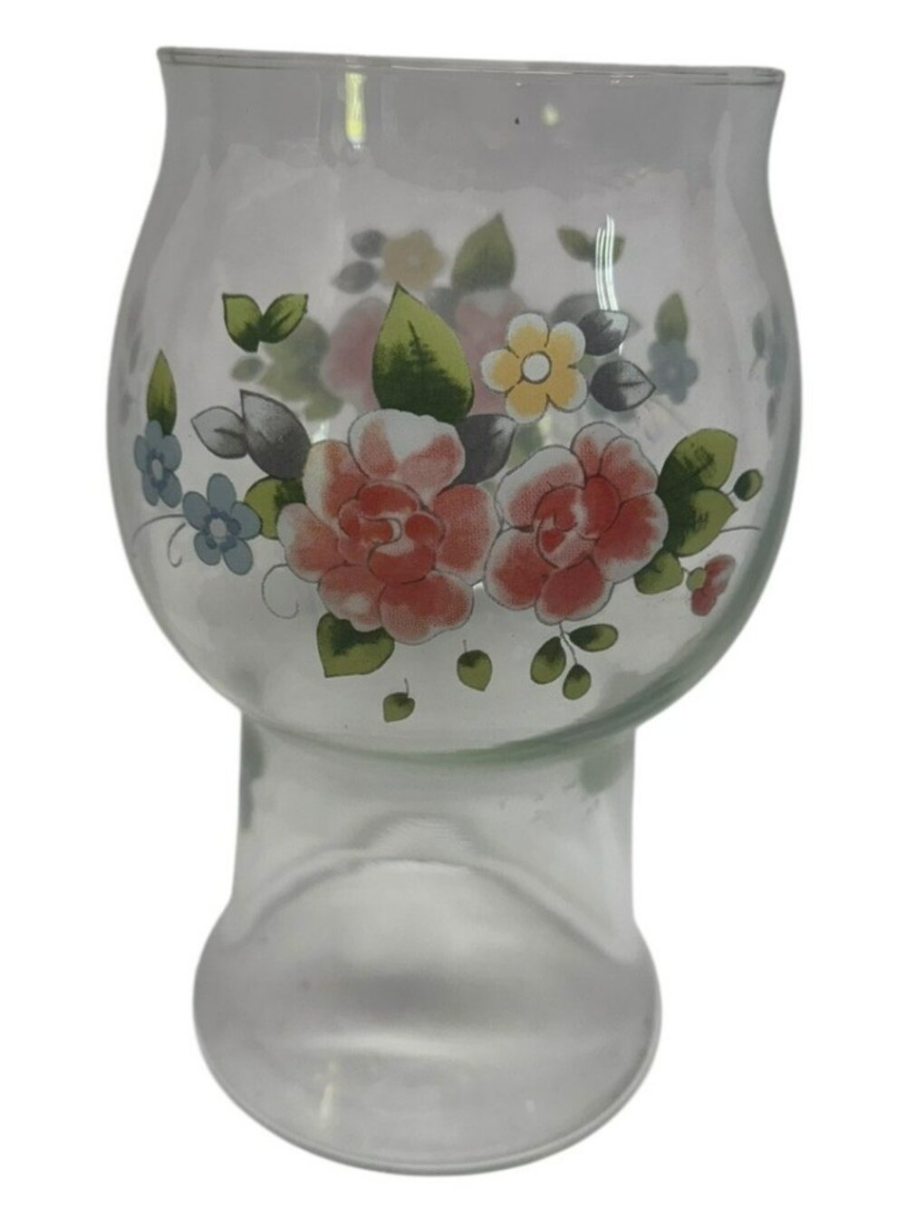Pfaltzgraff Perennials Tea Rose Glass Floating Candle Holder Floral Grannycore
